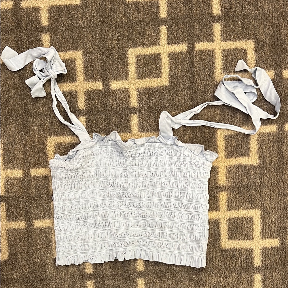 Katie J NYC Light Blue Smocked Top
